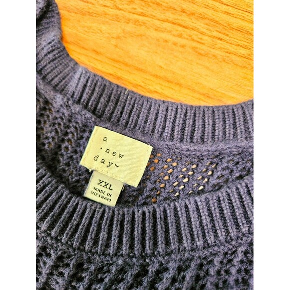 Women's High Neck Mesh Sleeveless Sweater - A New Day Navy Navy Blue Size XXL - Picture 5 of 10